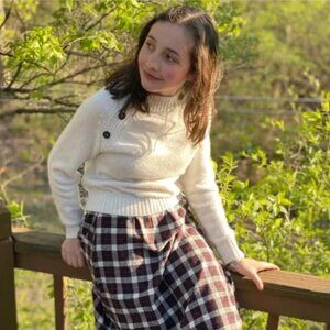 Vintage Plaid Elastic Waist Maxi Skirt with Pockets